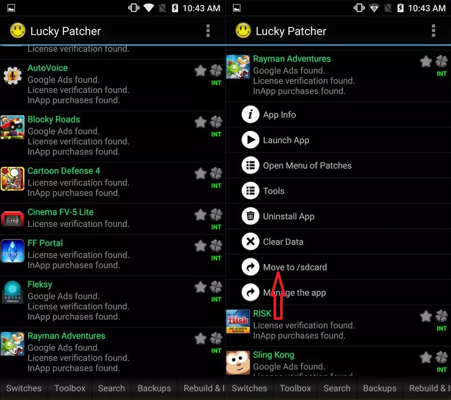 Lucky Patcher APK Apps Moving Feature